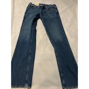 Hollister Mens Blue Straight Leg Jeans Size 32 X 32 Button Fly Distressed Hem
